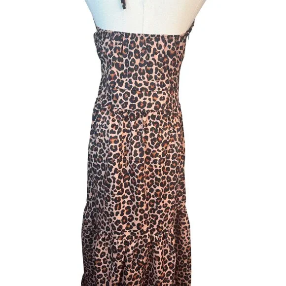2/$50 NEW Leopard L Print Halter Boho Maxi Dress Butterfly Design Sleeveless - Picture 12 of 16